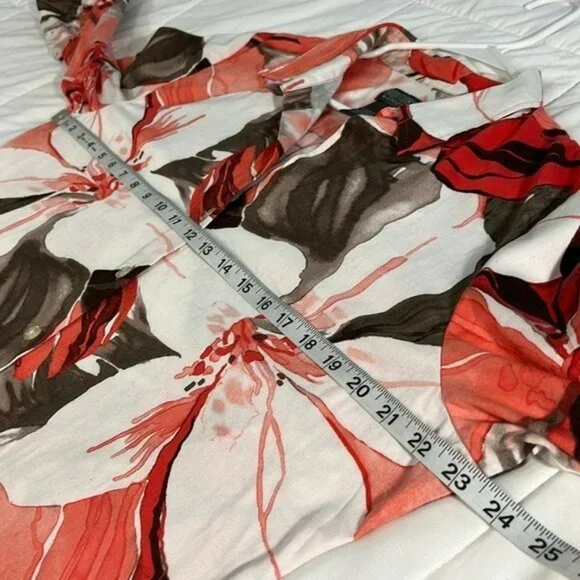 Chico's Blouse, 3/4 Sleeve Floral Button Up, Large - Picture 5 of 11